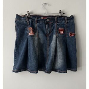 Old Skool VTG Y2K Denim Mini‎ Skirt  JR Sz 16 Pleated Vintage Jean